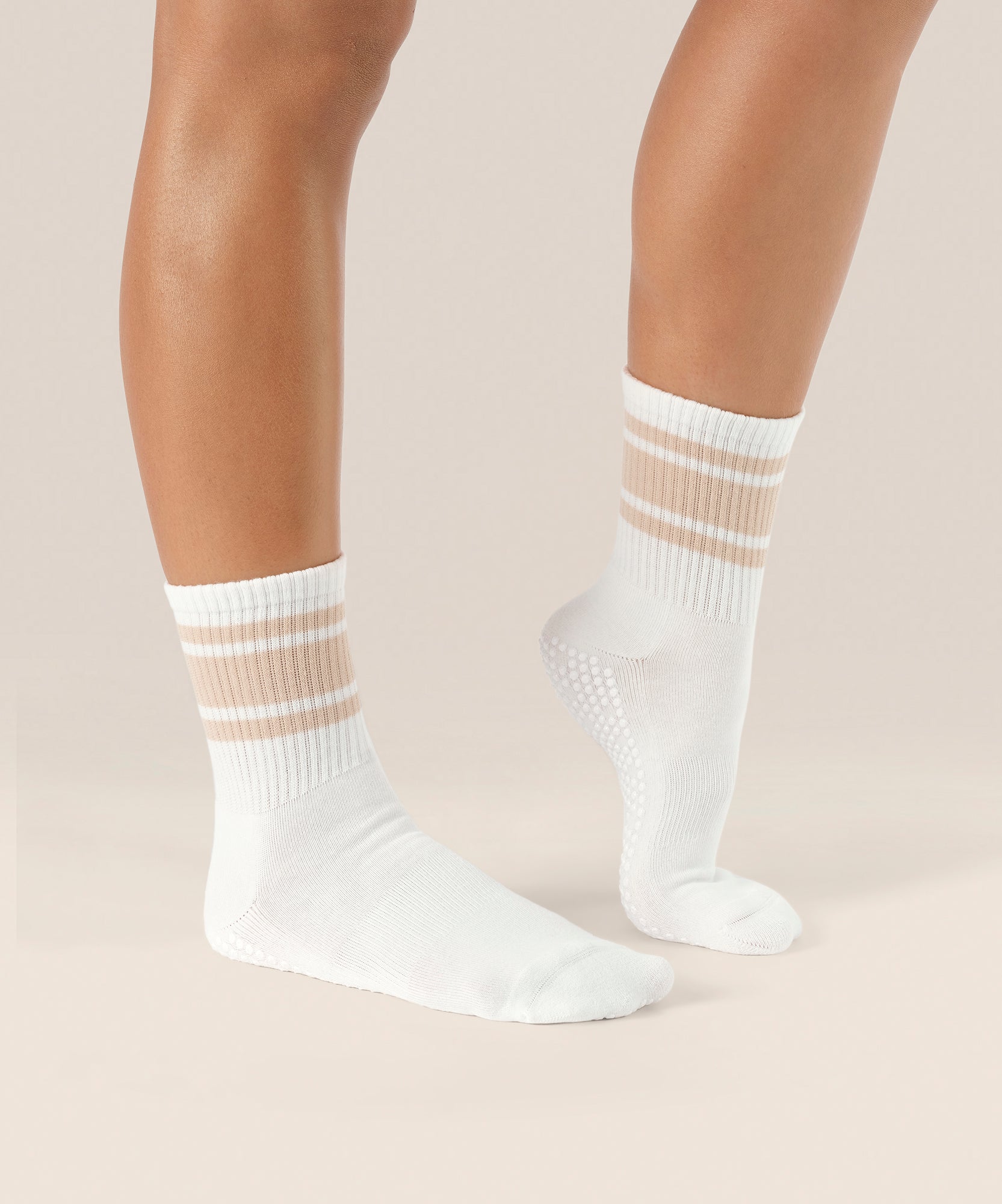 Crew Non Slip Grip Socks - Almond Stripes