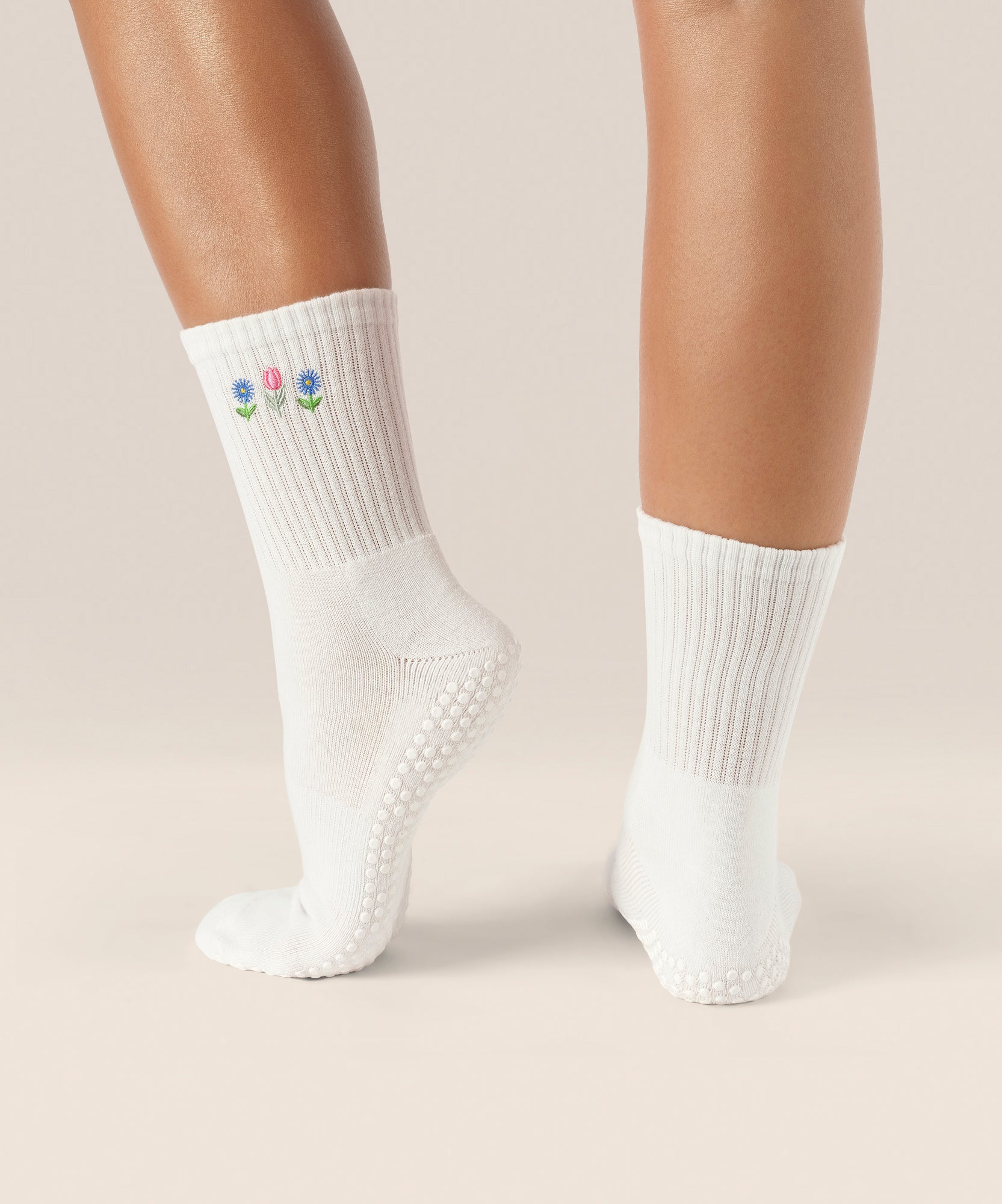 Crew Non Slip Grip Socks - Meadow Bloom