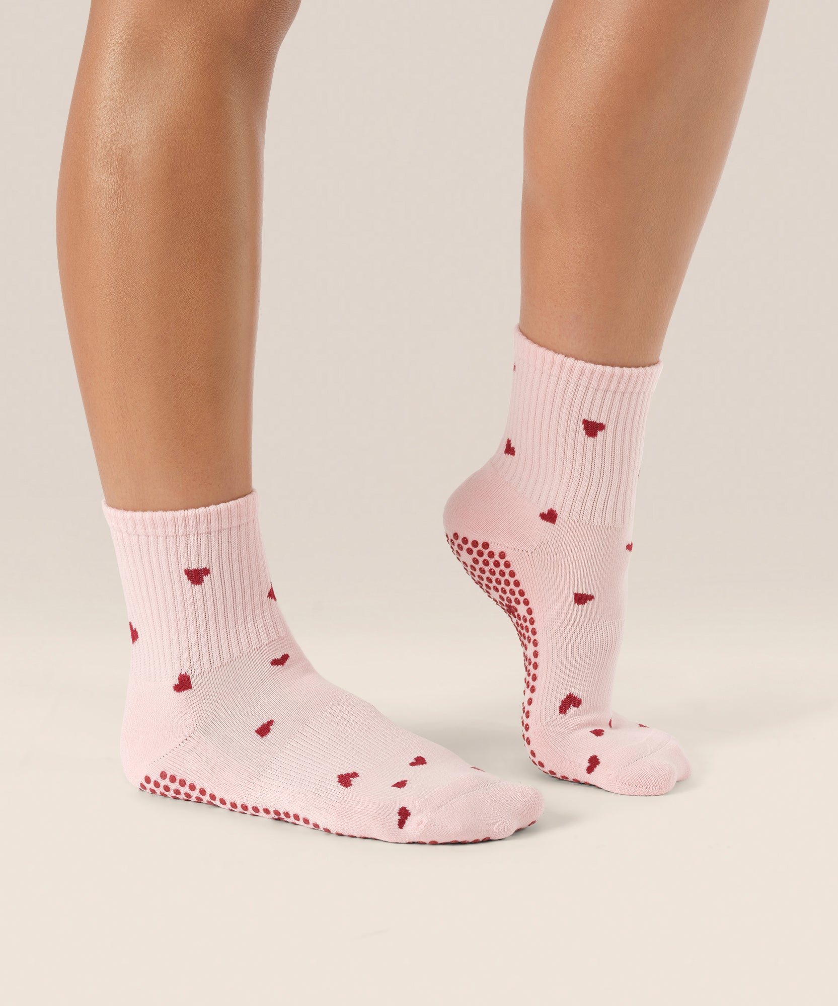 Crew Non Slip Grip Socks - Love Me Pink