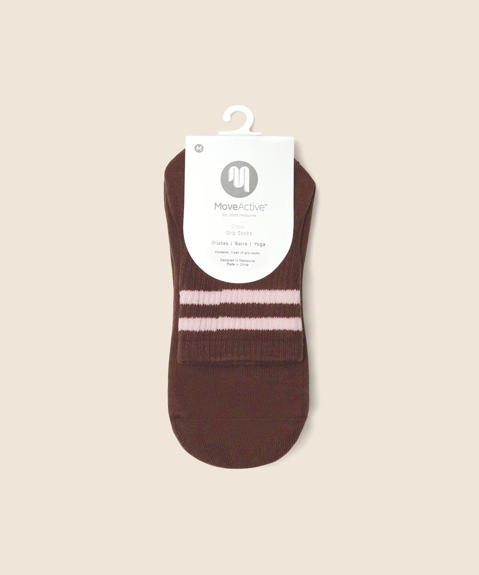 Crew Non Slip Grip Socks - Sporty Stripe Espresso