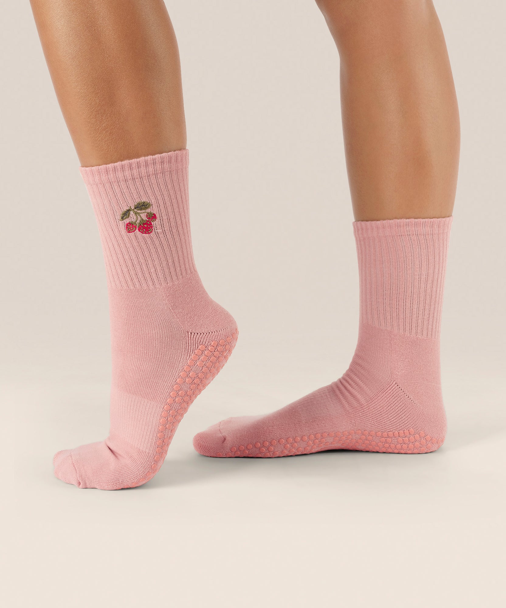 Crew Non Slip Grip Socks - Strawberry Patch