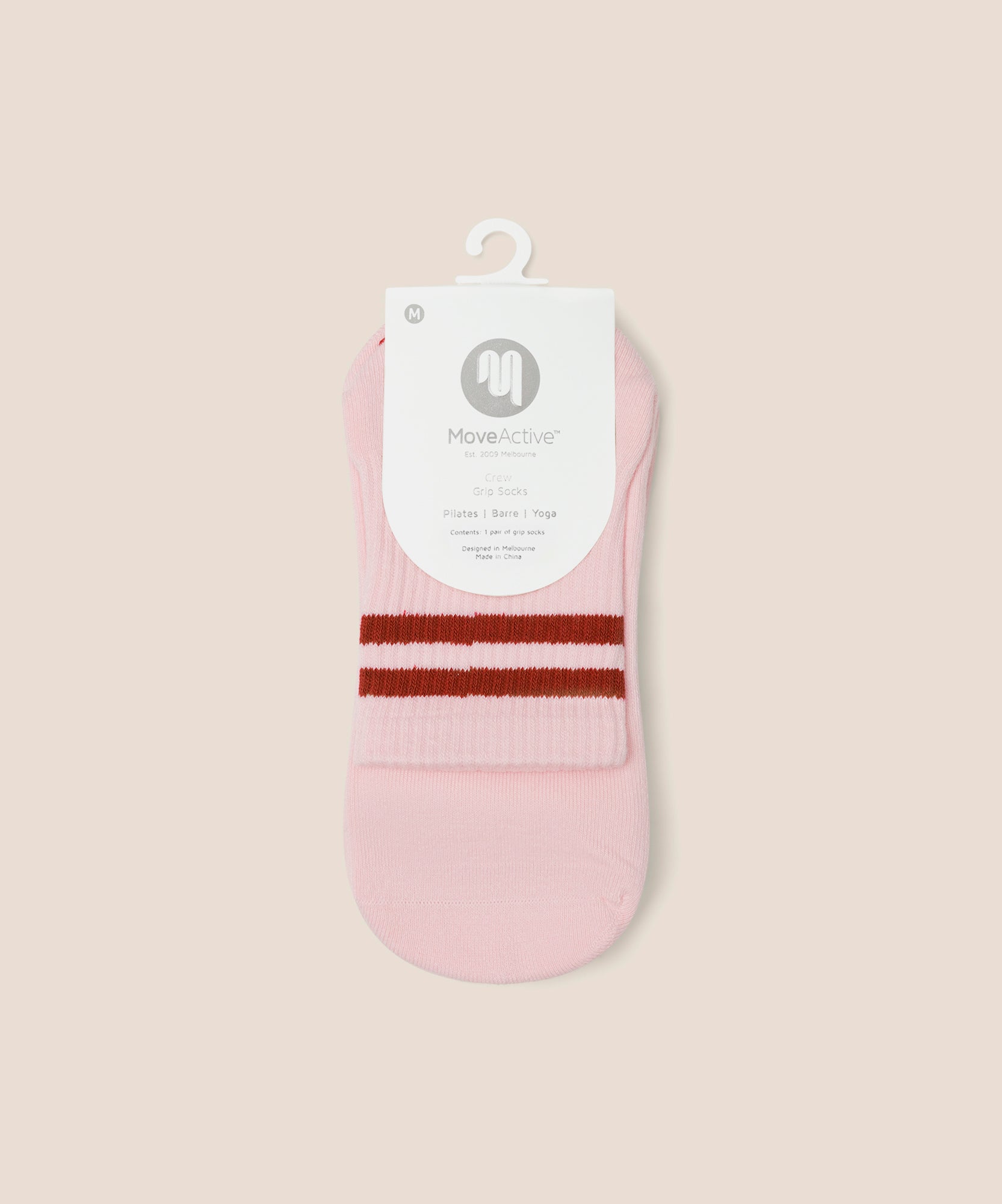 Crew Non Slip Grip Socks - Sweet Red Stripes
