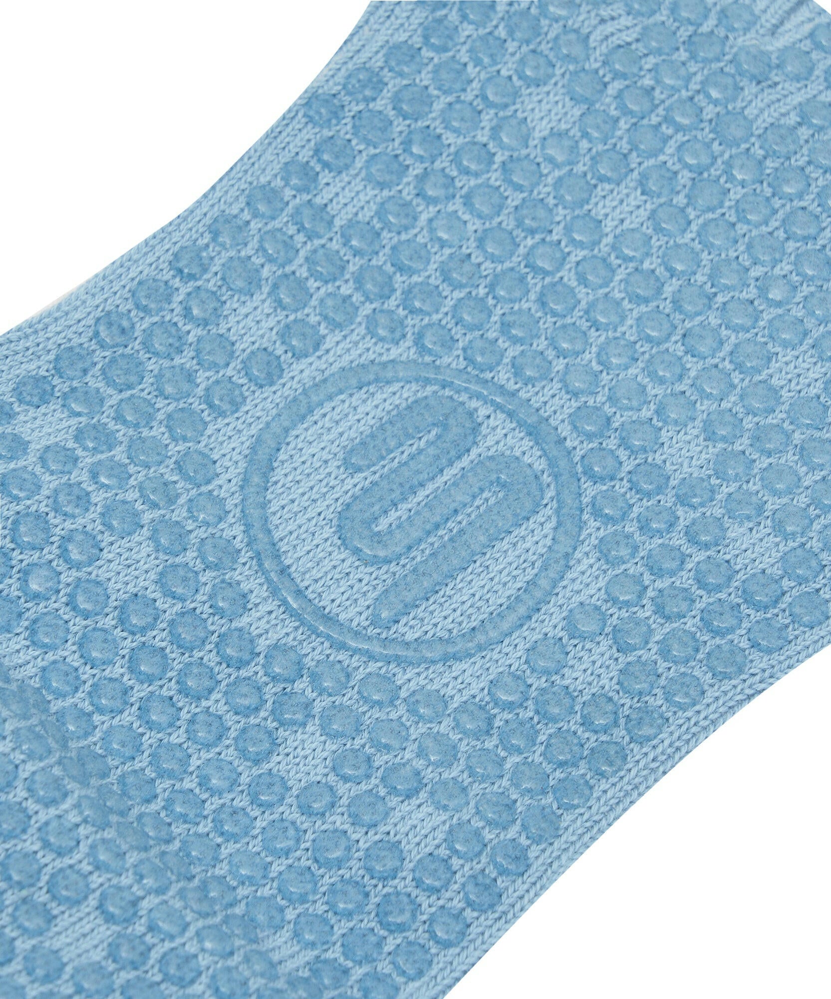 Woman doing yoga in Sea Blue Toeless Non Slip Grip Socks