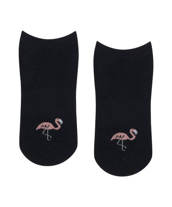 Classic Low Rise Grip Socks - Midnight Flamingo for yoga and pilates