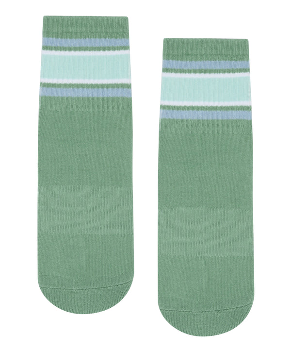 Crew Non Slip Grip Socks with colorful garden stripes for traction