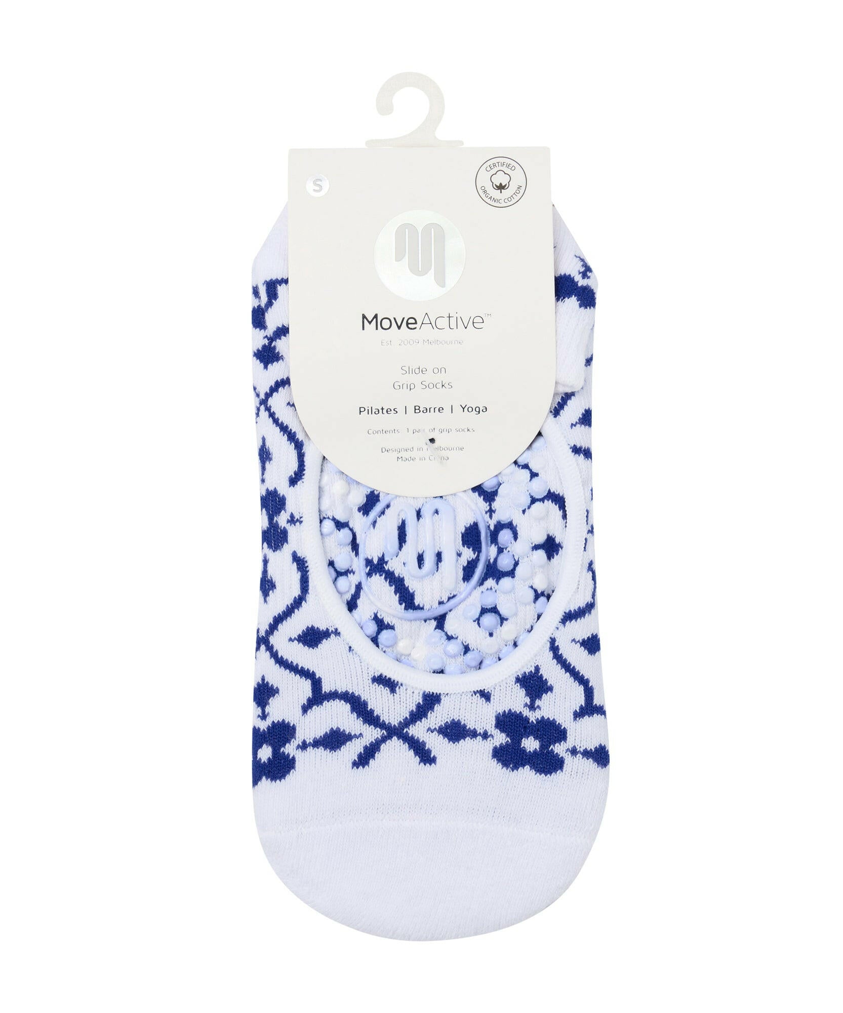 Slide On Grip Socks - Tuscan Tiles