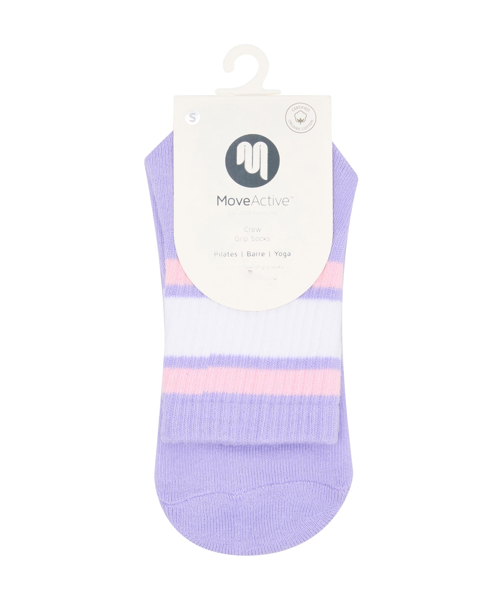 Crew Non Slip Grip Socks - Purple Rain Stripe