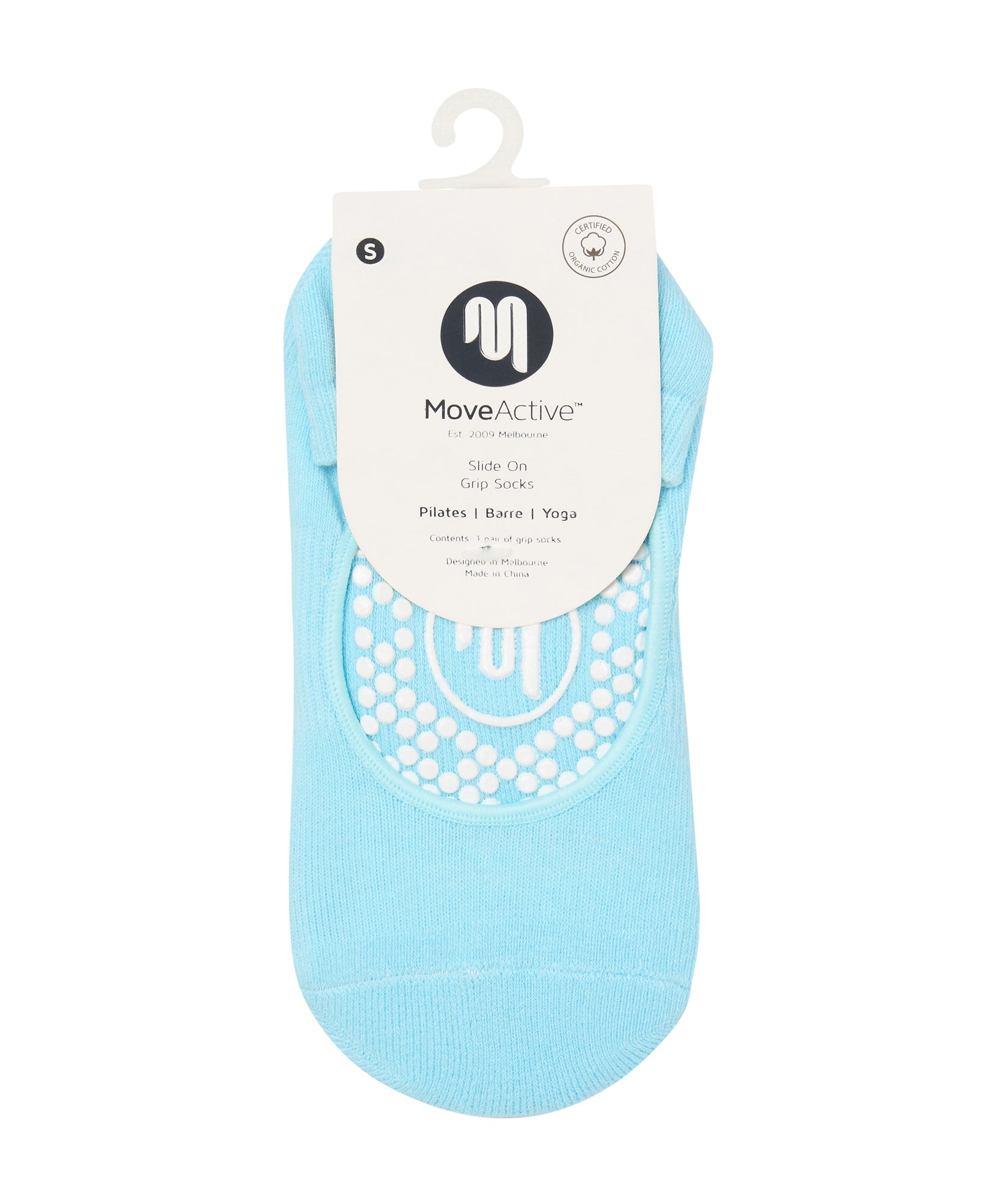 Slide On Non Slip Grip Socks - Ice Blue