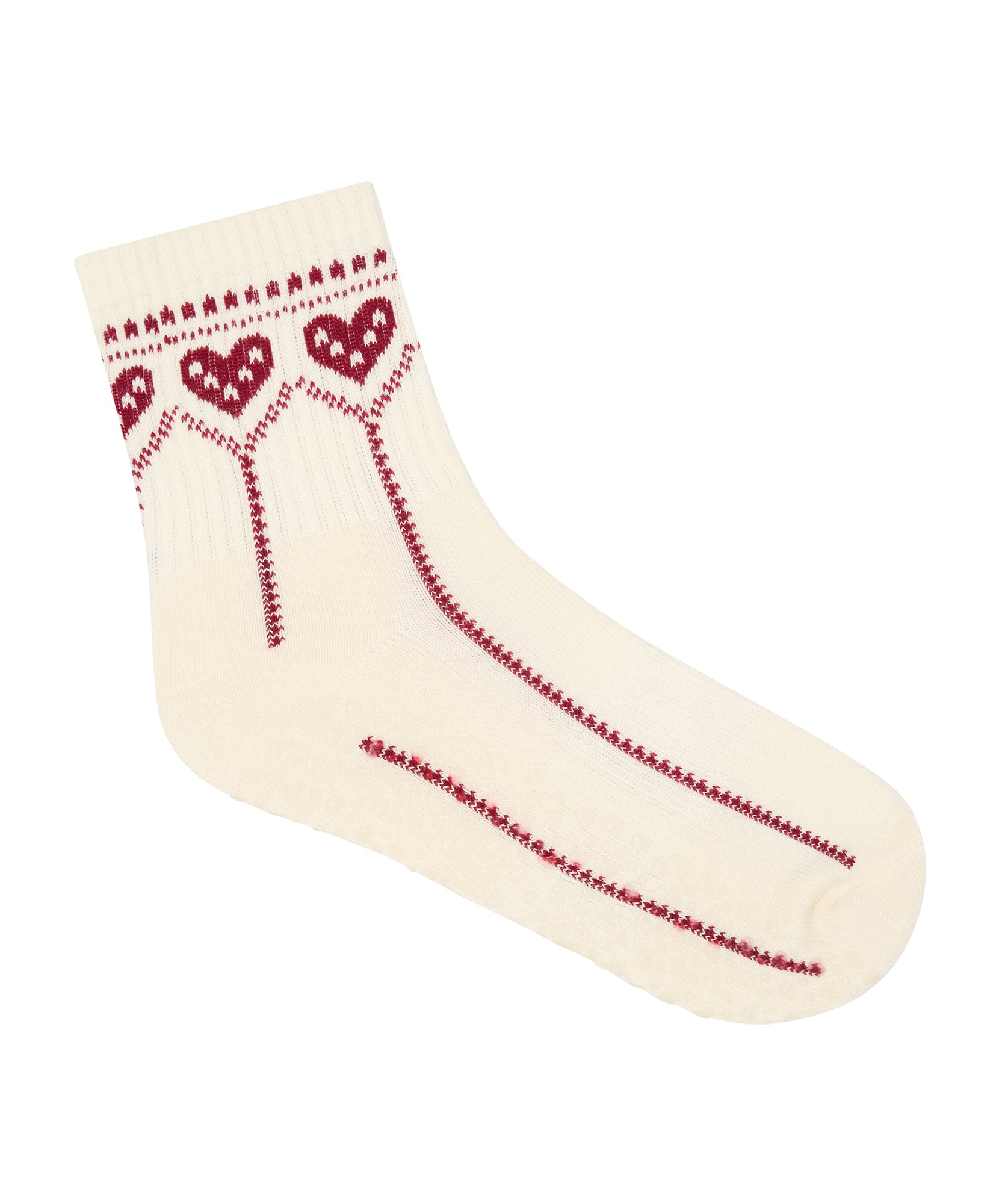 Crew Non Slip Grip Socks - Alpine Heart Oat