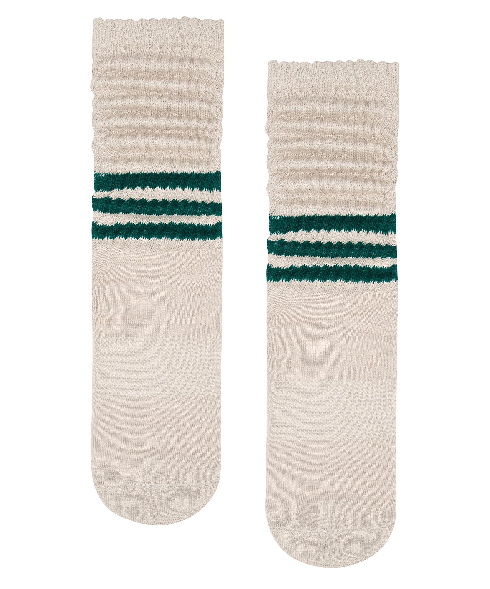 Scrunch Non Slip Grip Socks - Oat Emerald Stripe Slouch
