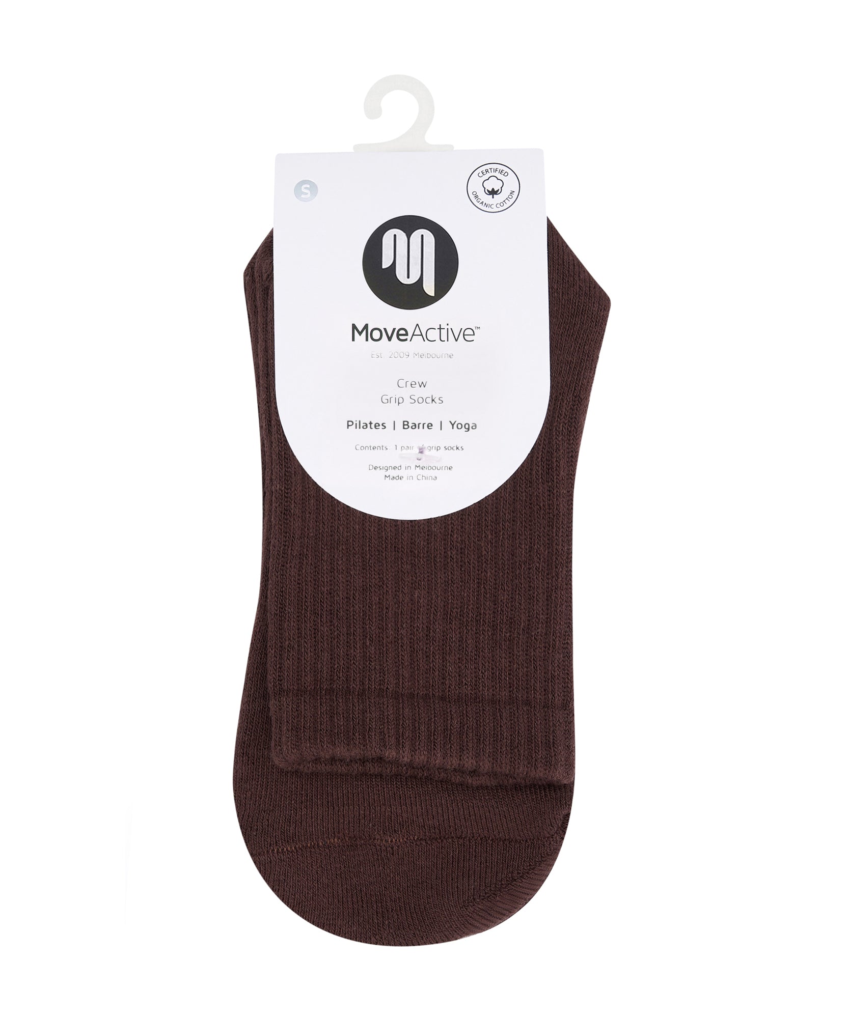 Crew Non Slip Grip Socks - Espresso