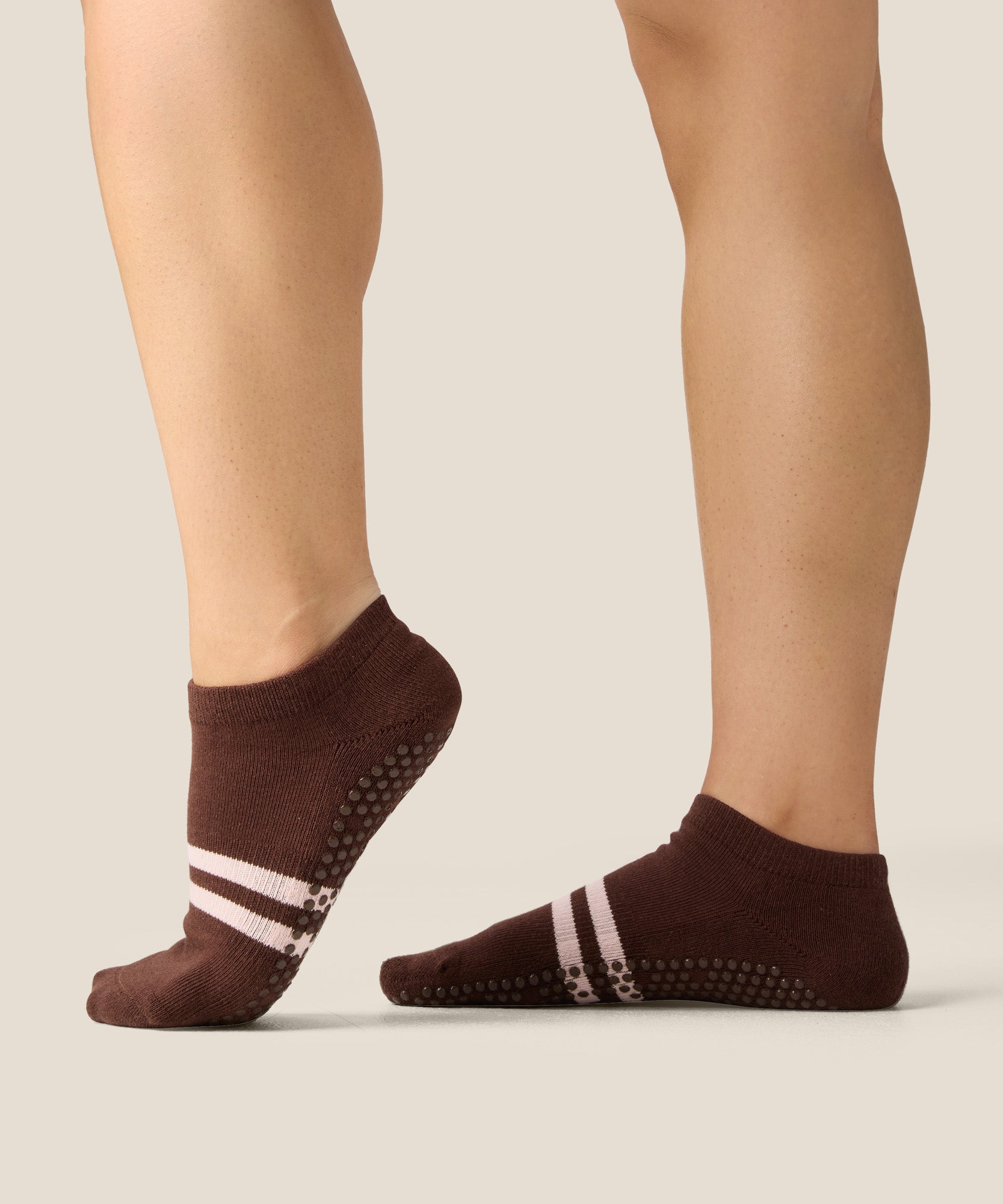 Low Rise Grip Socks - Stripe Espresso