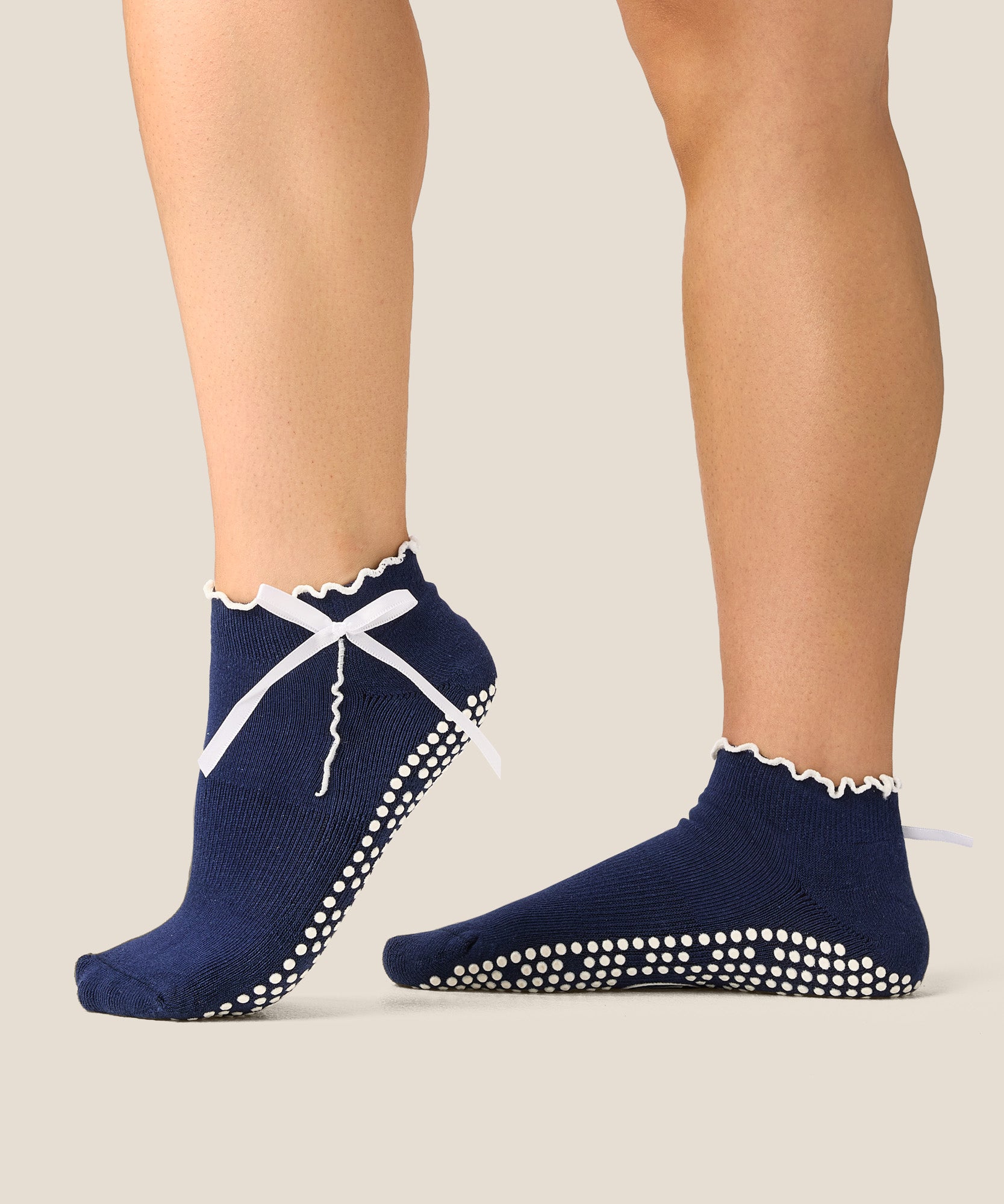 Low Rise Grip Socks - Sweet Bow Navy