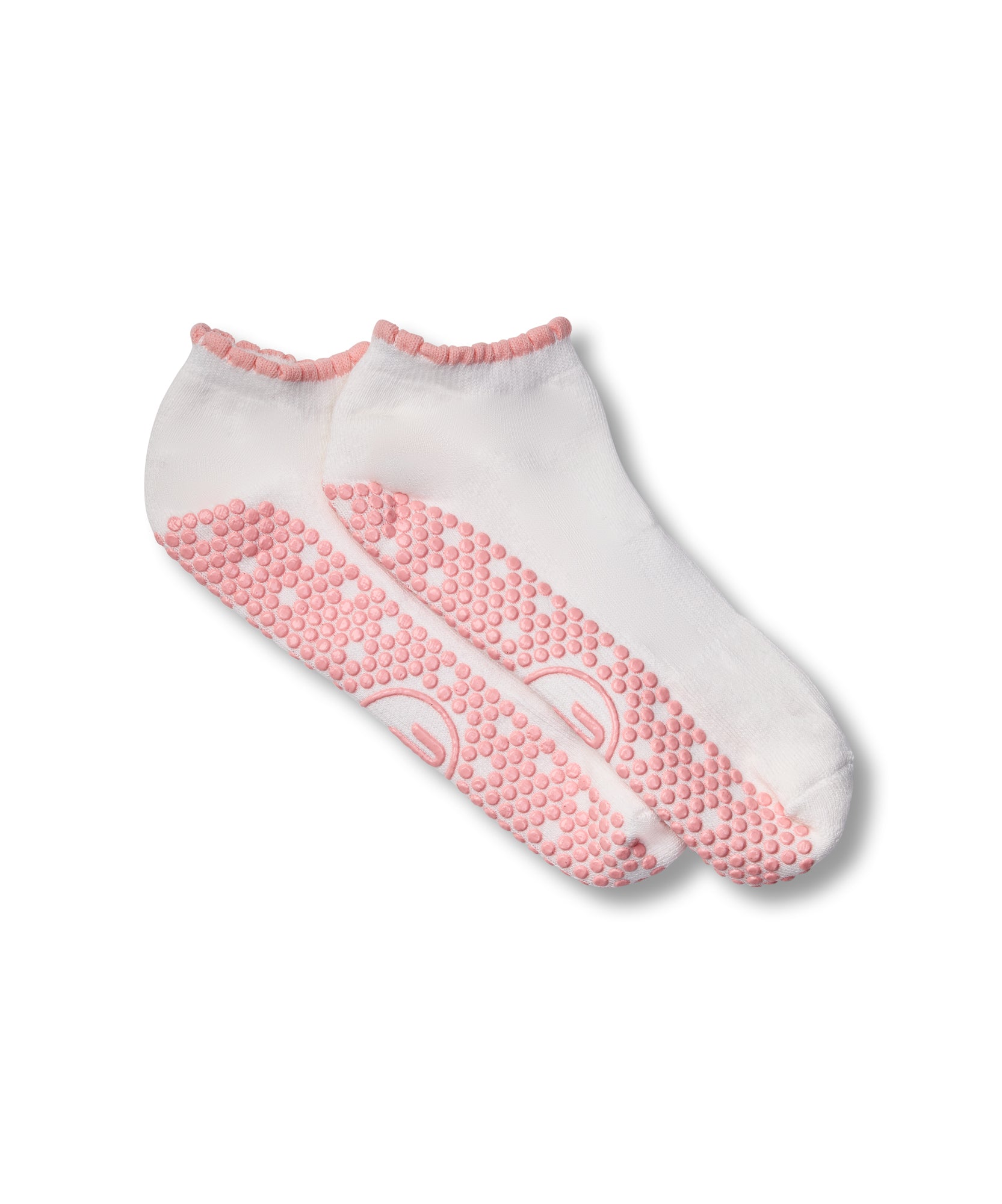Classic Low Rise Grip Socks - Ivory Pink Frill