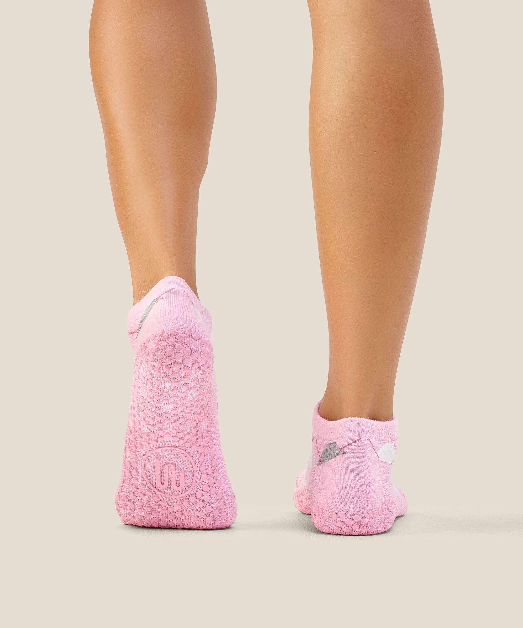 Low Rise Grip Socks - Argyle Pink
