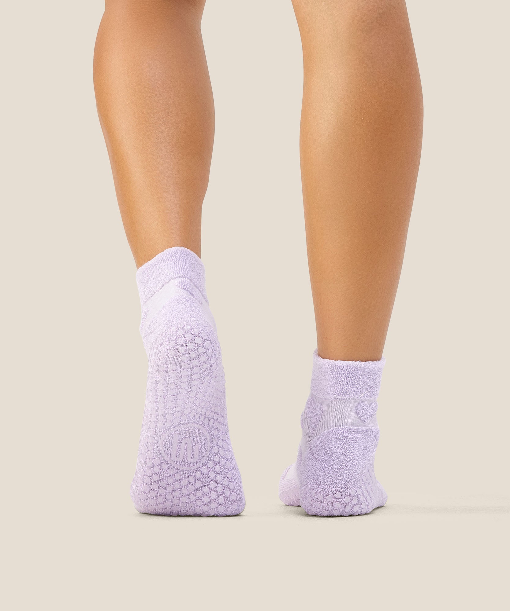Low Rise Grip Socks - Terry Heart Lilac