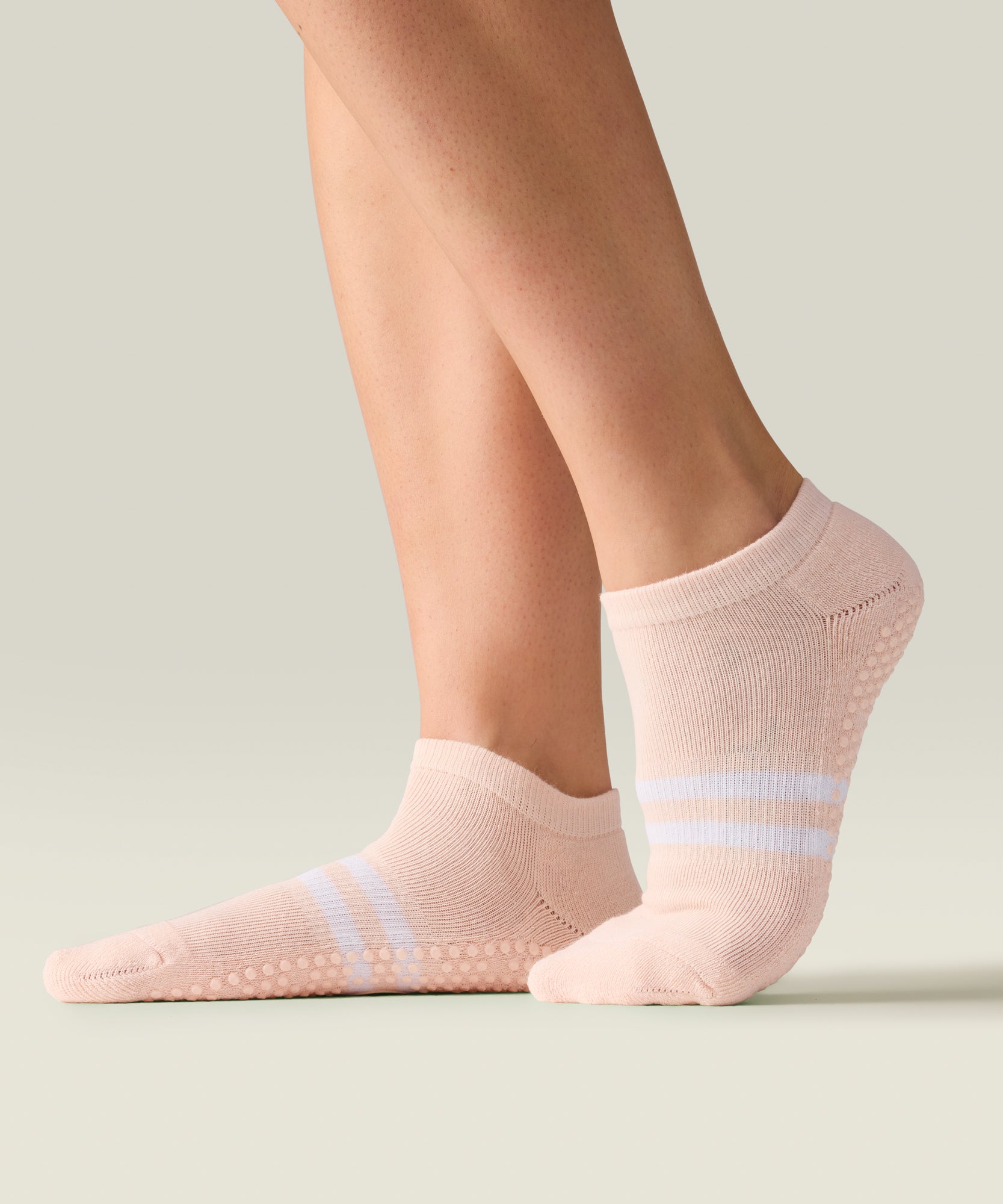 Classic Low Rise Grip Socks - Pink Stripe