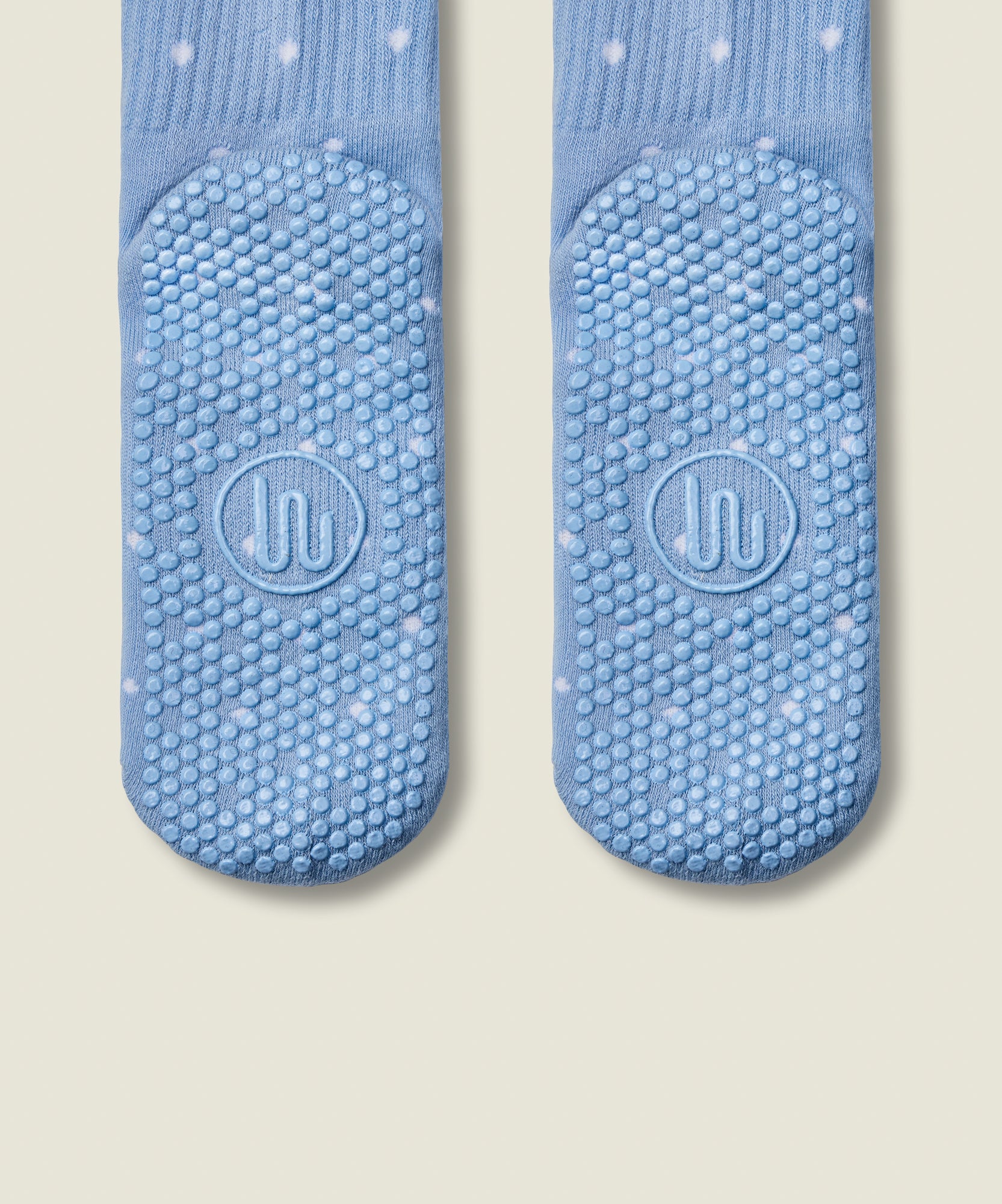 Crew Non Slip Grip Socks - Powder Blue Polka Dots