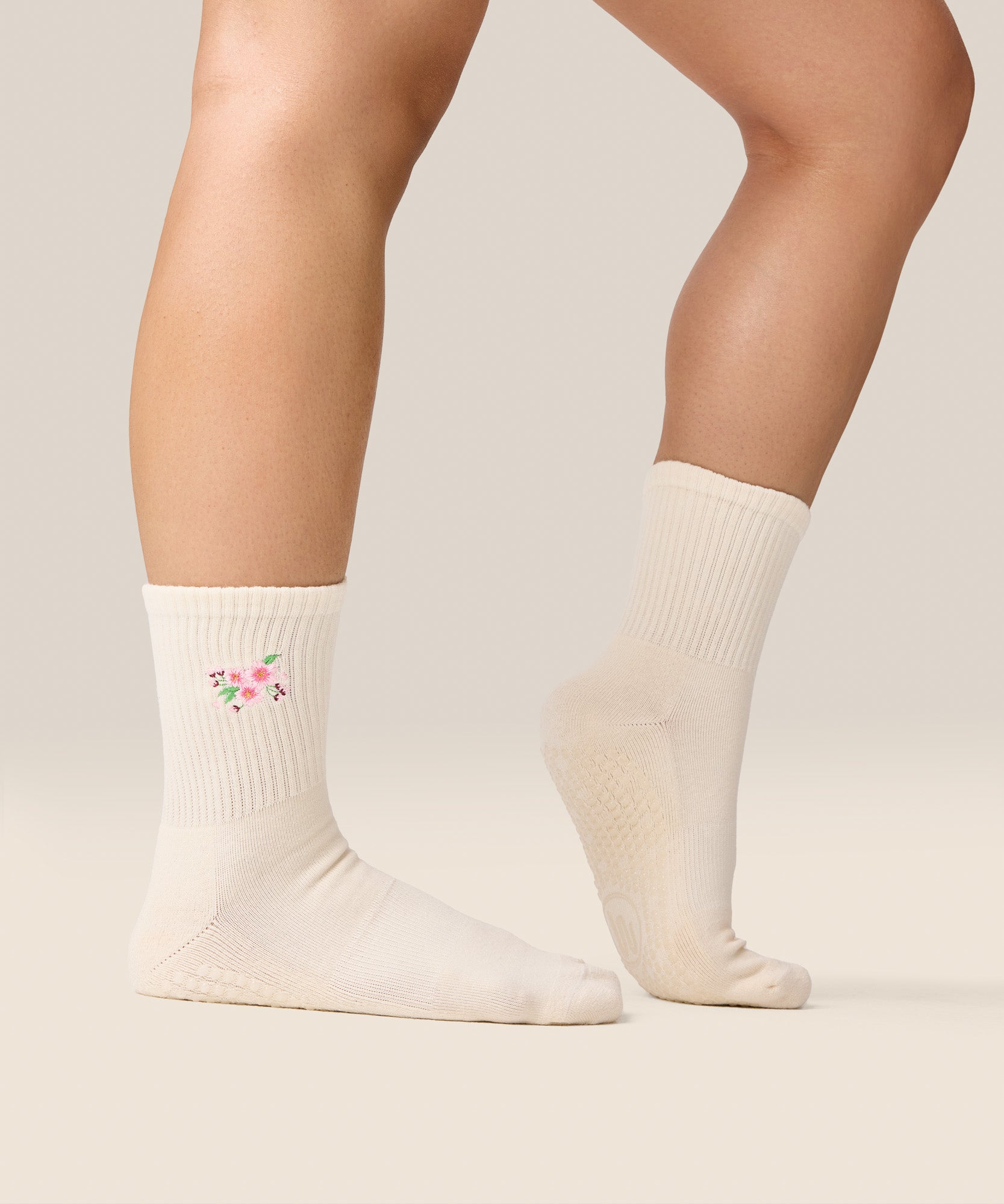 Crew Grip Socks - Cherry Blossom Ivory