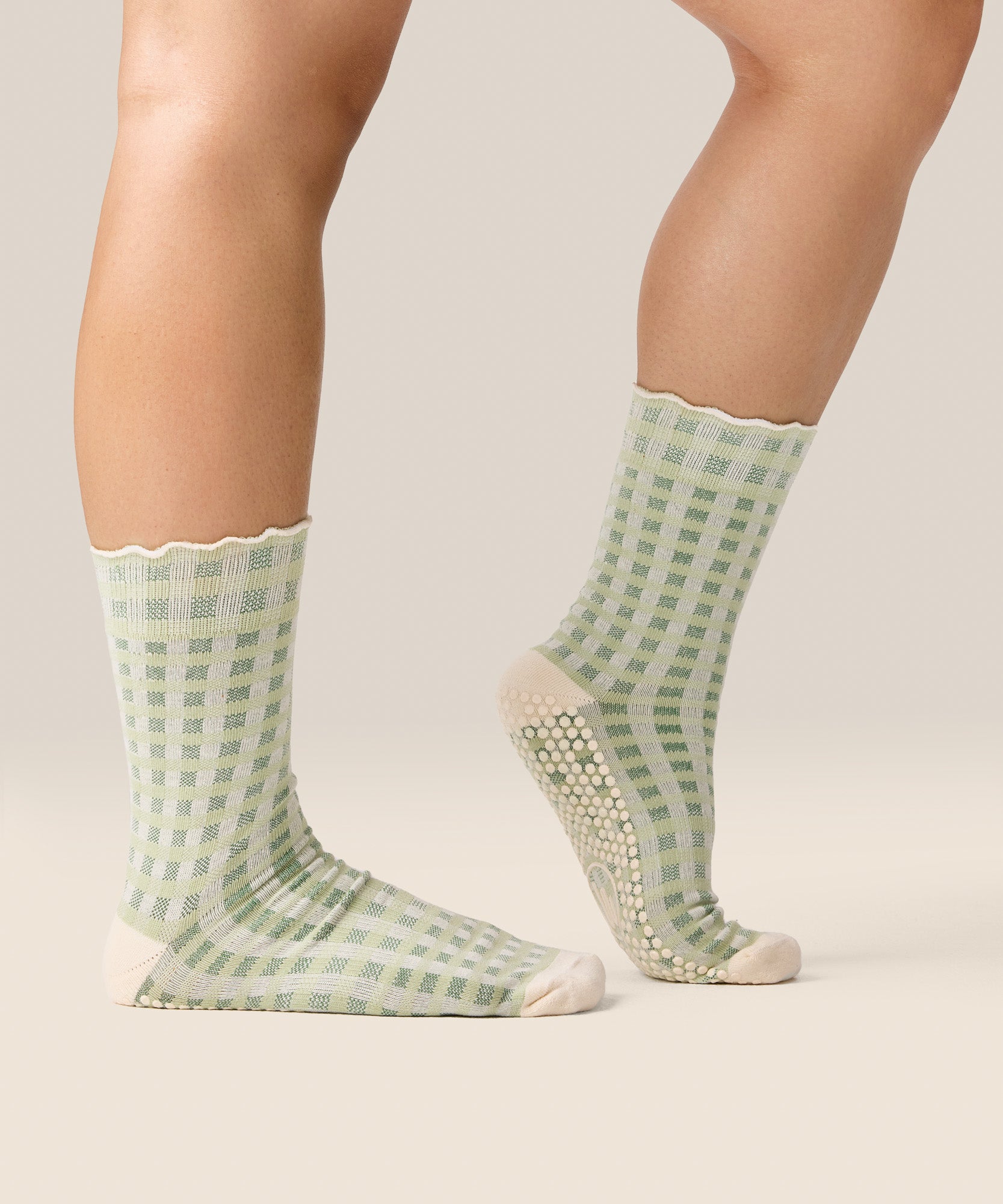 Crew Grip Socks - Gingham Frill Mint