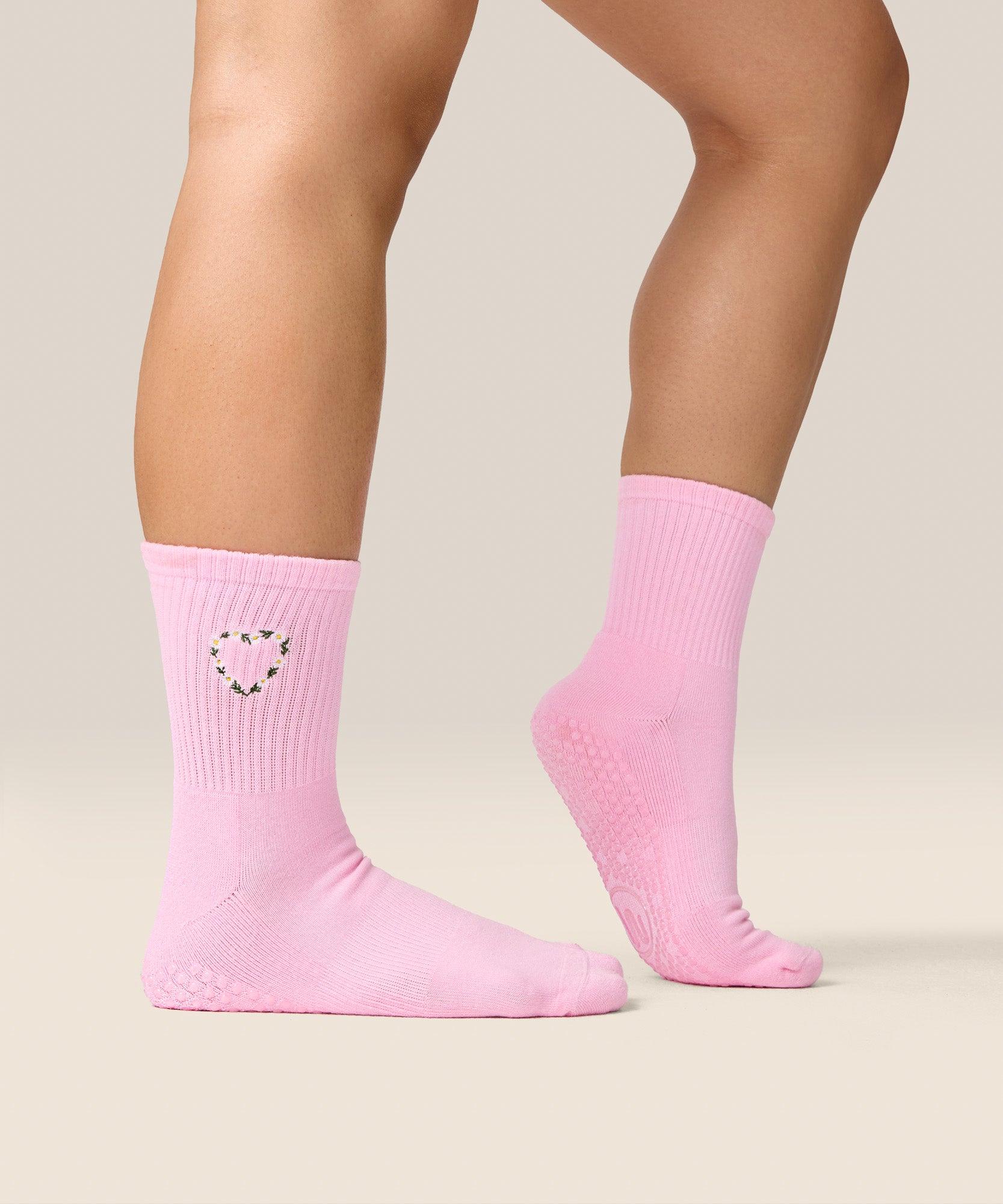 Crew Grip Socks - Heart Vine Pink