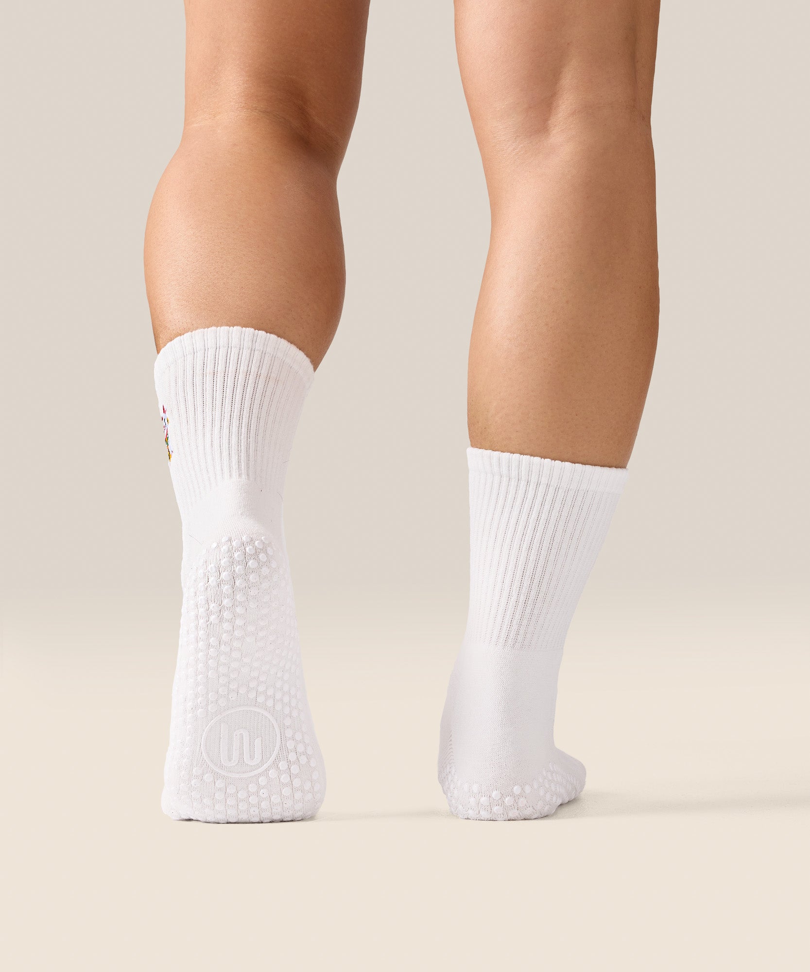 Crew Non Slip Grip Socks - Fortune Kitty Ivory