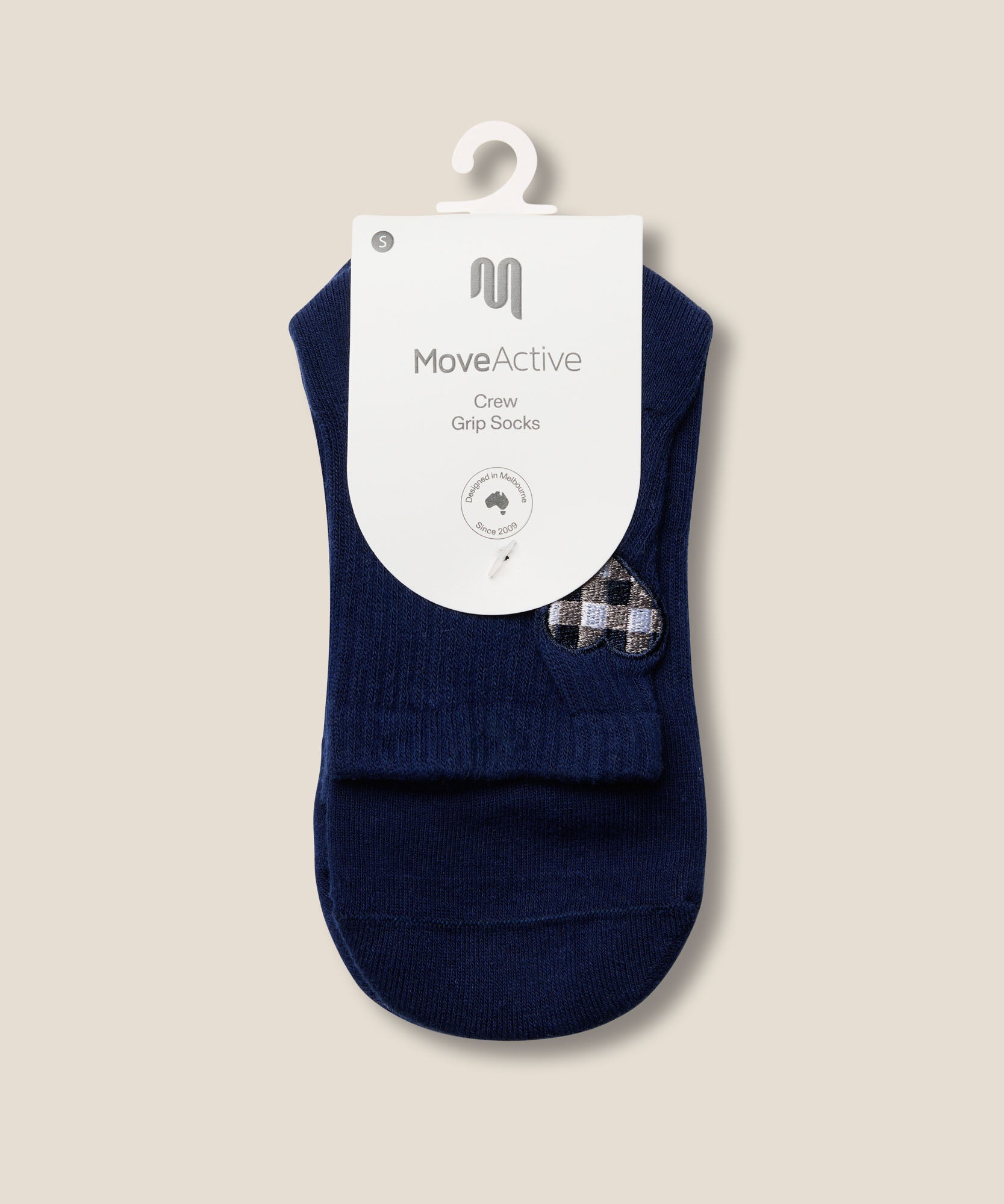 Crew Grip Socks - Gingham Heart Navy