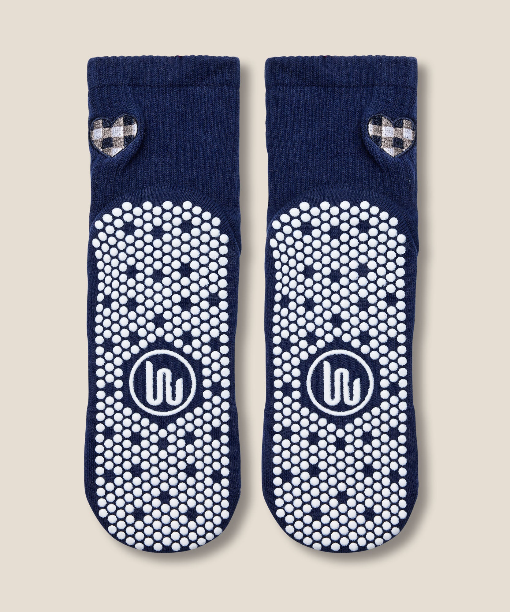 Crew Grip Socks - Gingham Heart Navy