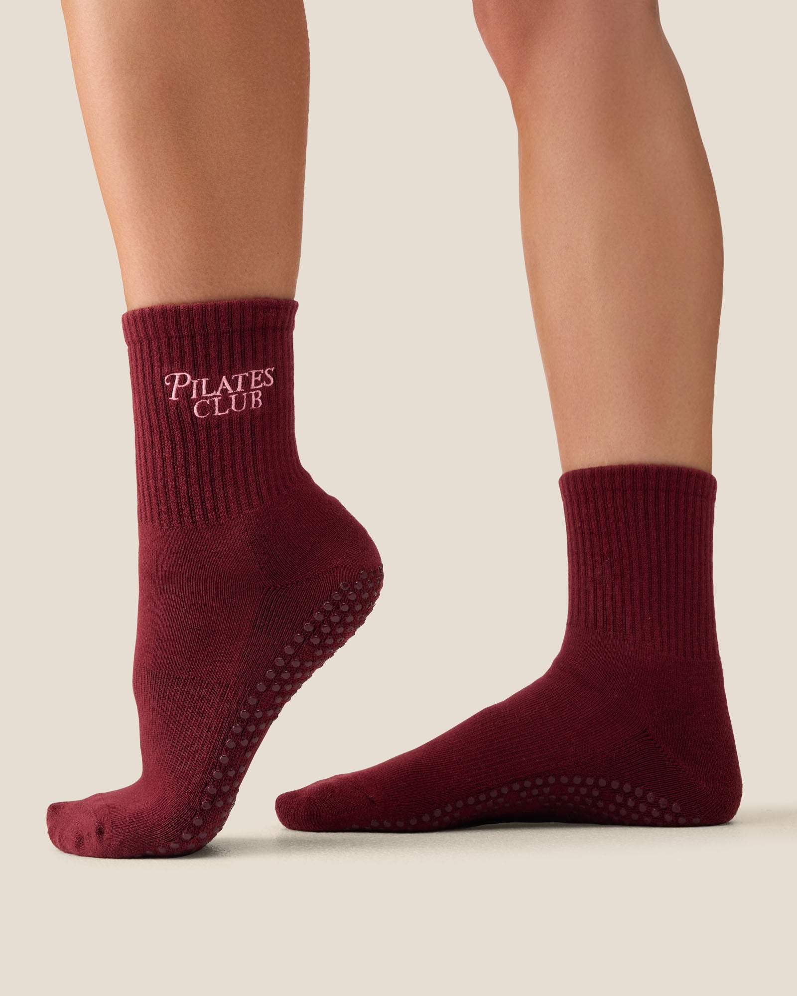 Crew Grip Socks - Pilates Club Cabernet