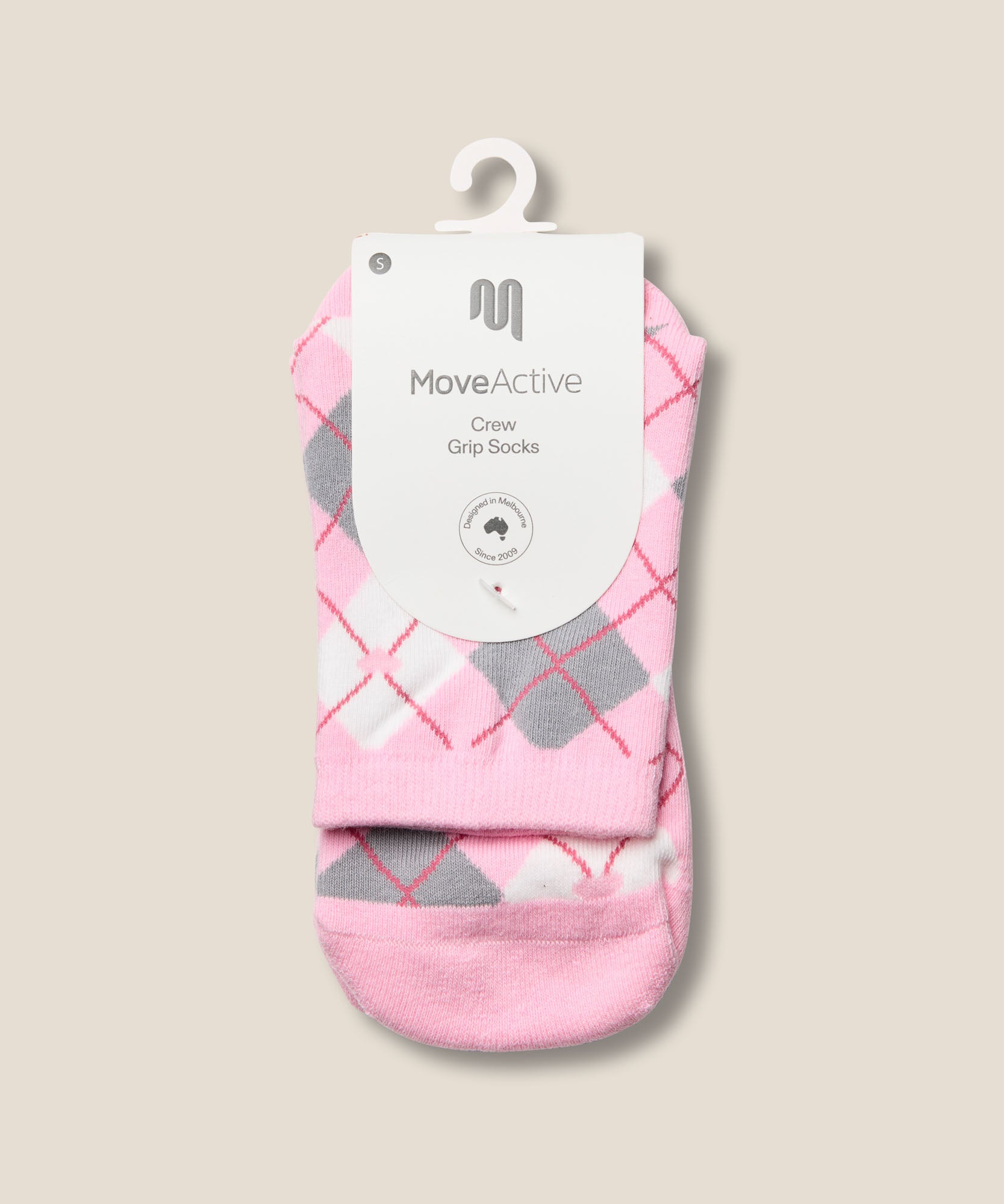 Crew Grip Socks - Argyle Pink