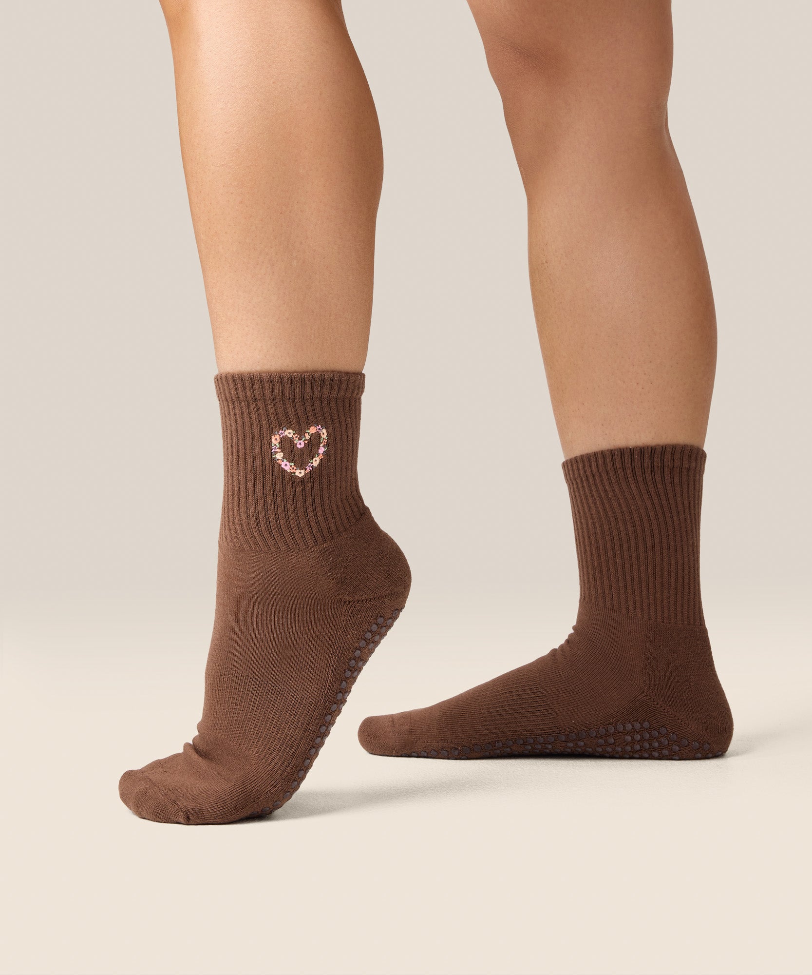 Crew Grip Socks - Heart Vine Brown