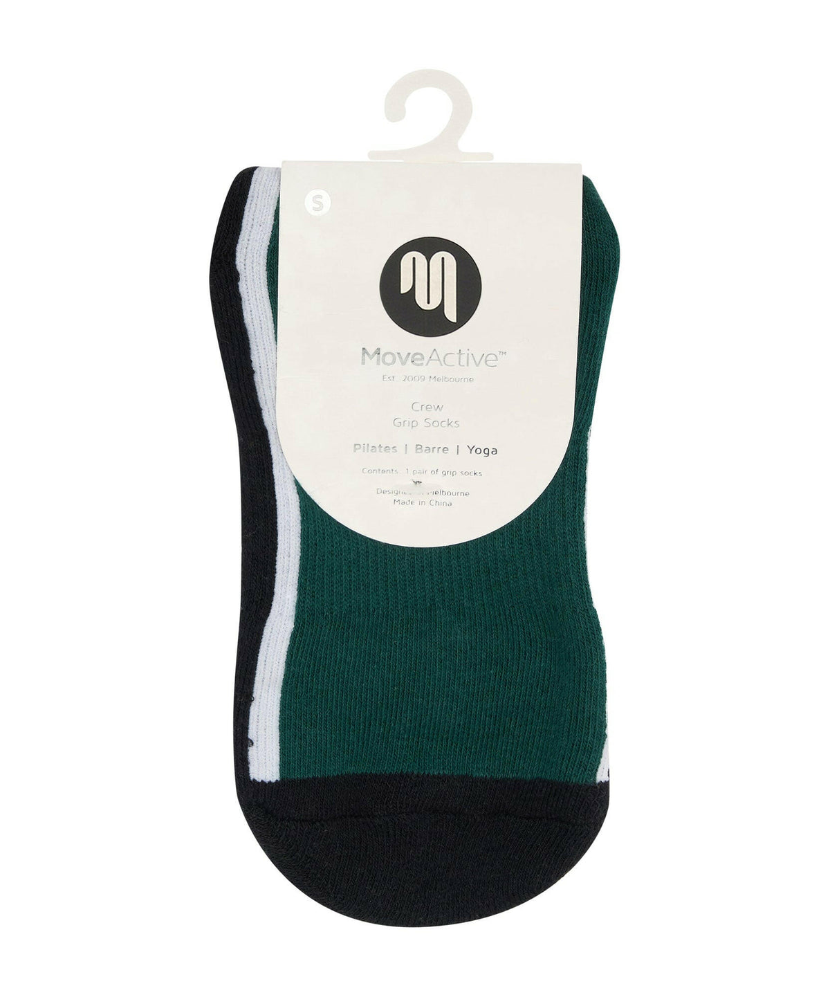 Crew Non Slip Grip Socks - Fluid Green & Black.
