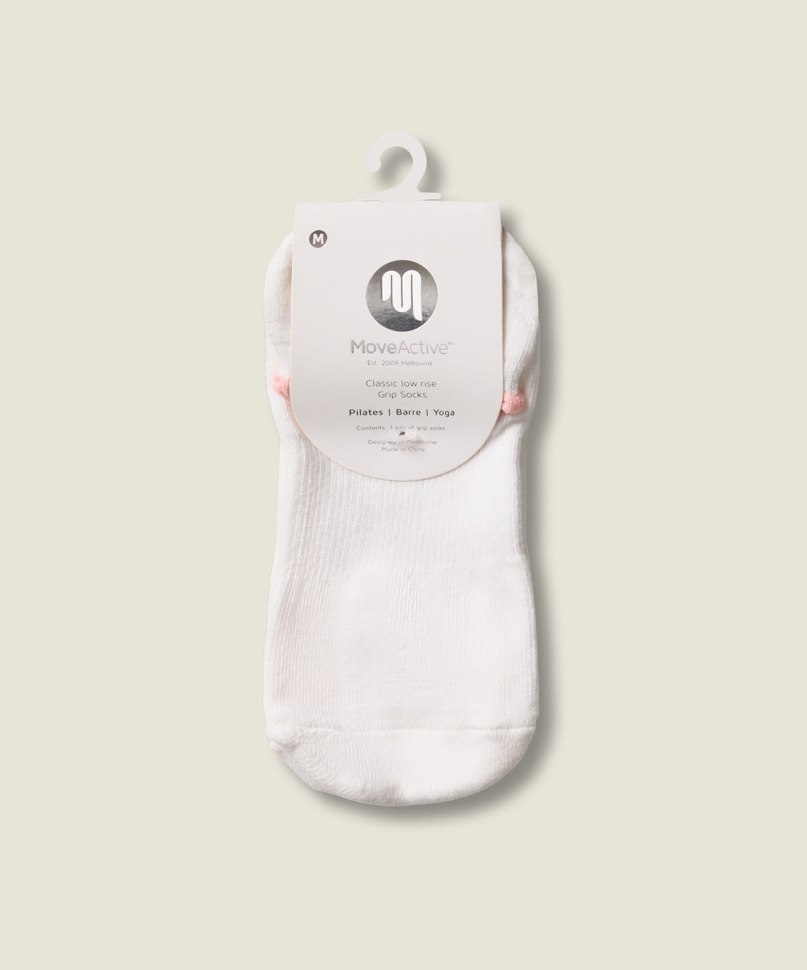 Classic Low Rise Grip Socks - Ivory Pink Frill