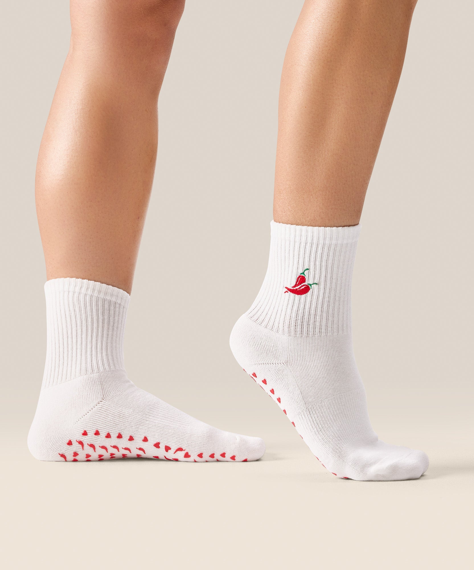 Crew Non Slip Grip Socks - Spicy Chilli