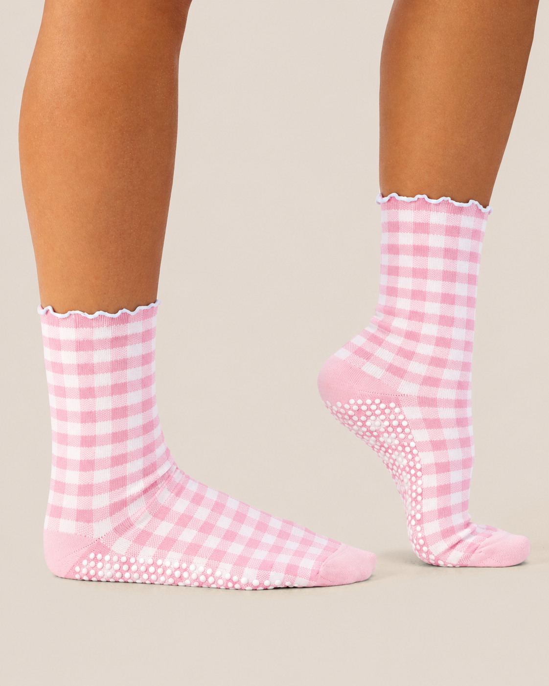 Crew Grip Socks - Picnic Check Pink