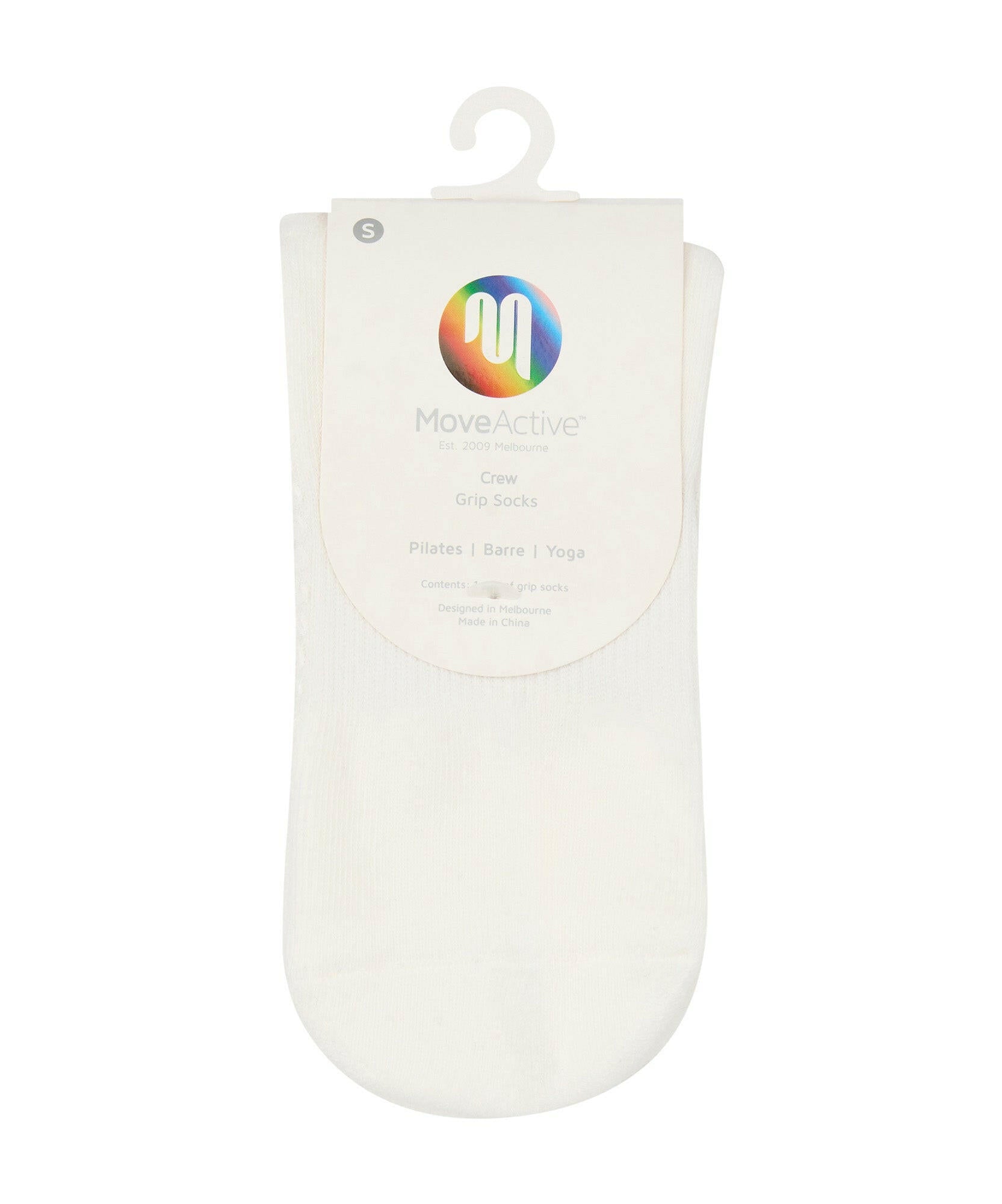 Quarter Crew Non Slip Grip Socks - Rainbow Ivory.