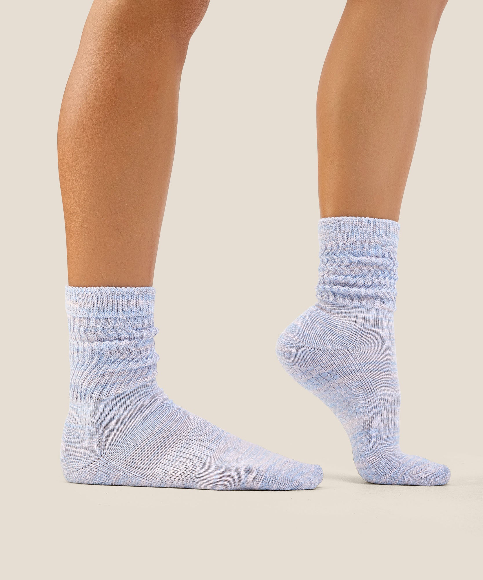 Scrunch Grip Socks - Blue Pink Marle