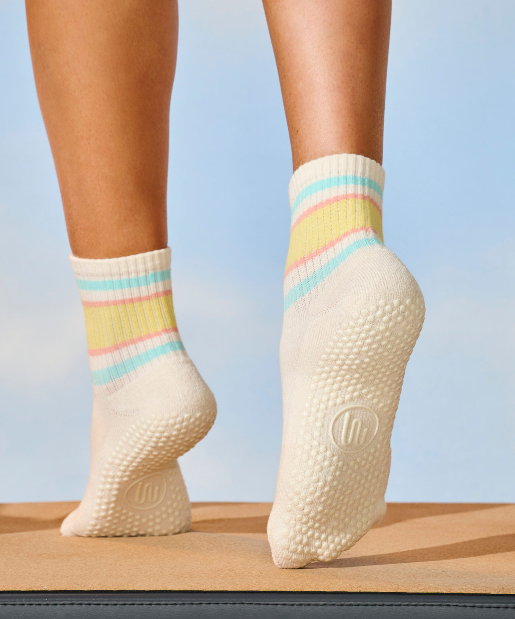 Crew Non Slip Grip Socks with Jetty Stripes for men and women