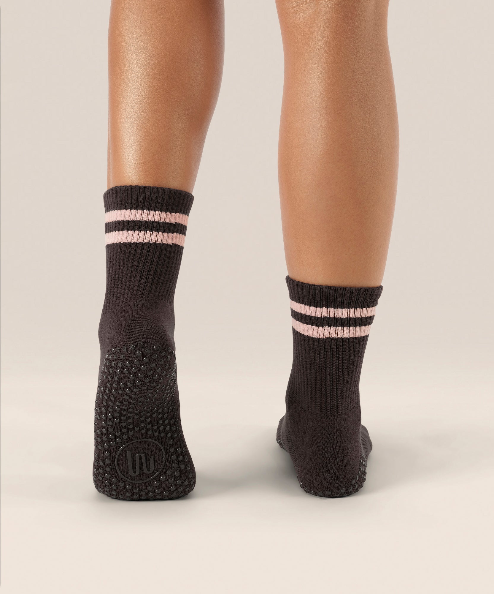 Crew Non Slip Grip Socks - Sporty Stripe Espresso