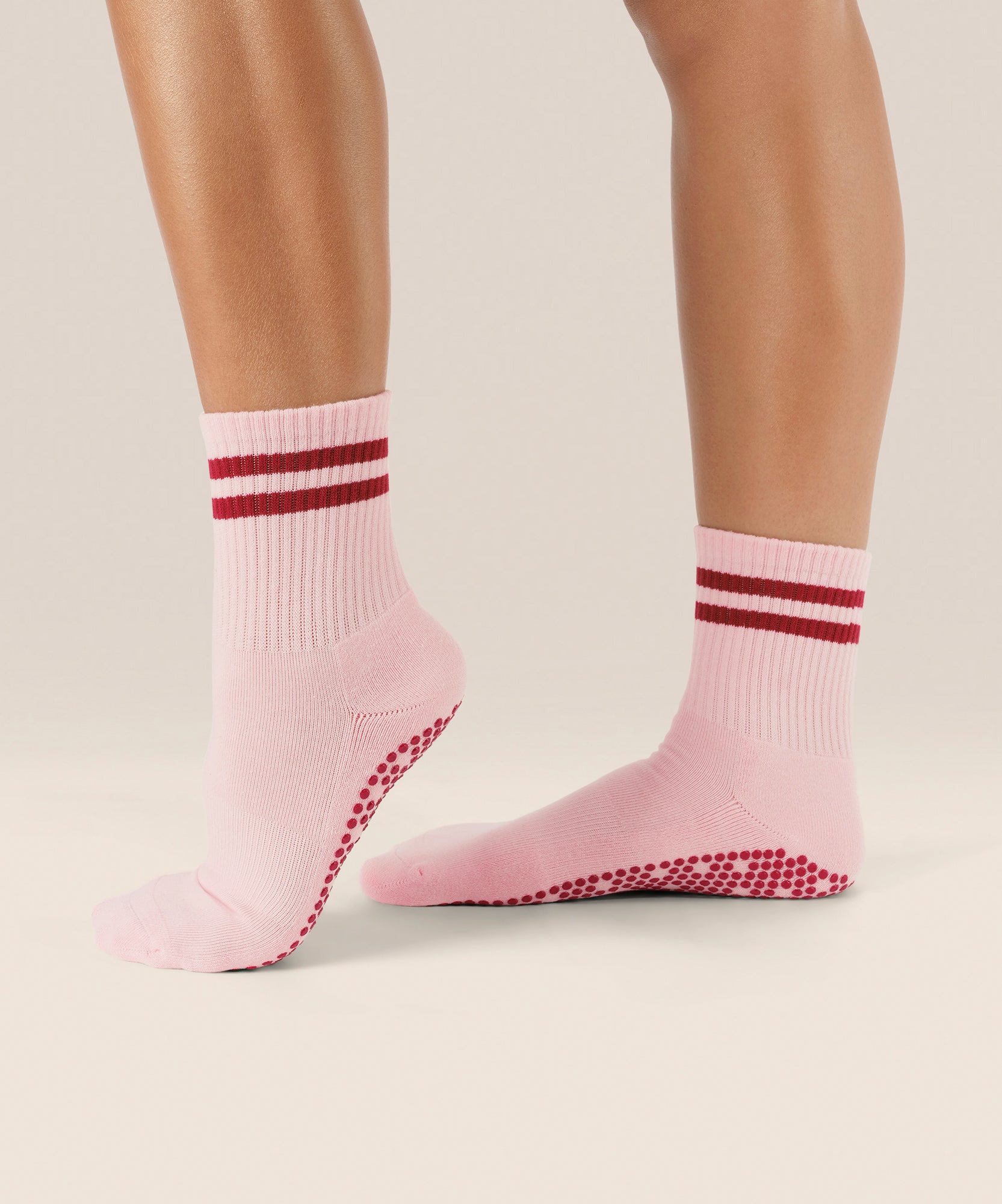 Crew Non Slip Grip Socks - Sweet Red Stripes