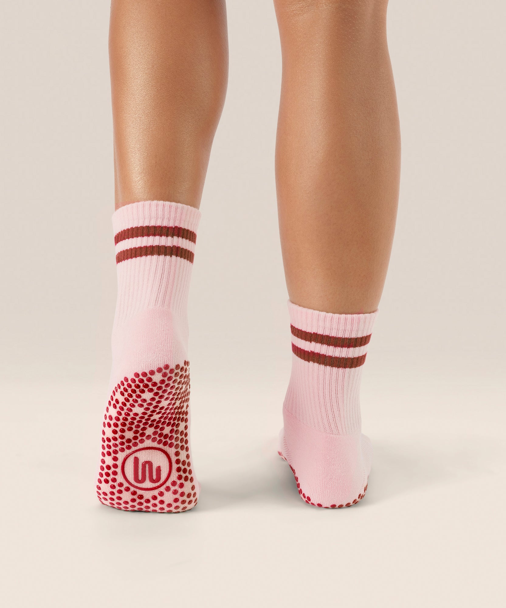 Crew Non Slip Grip Socks - Sweet Red Stripes