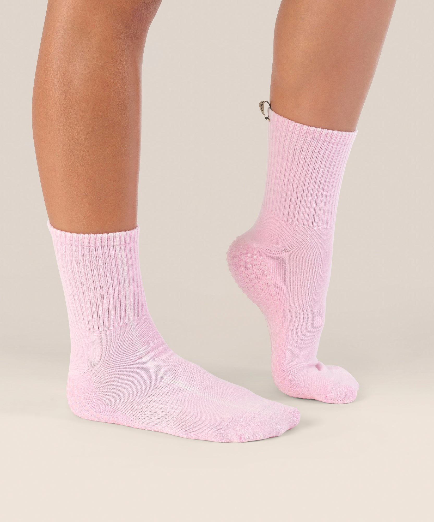 Crew Non Slip Grip Socks - Vintage Rib Cool Pink