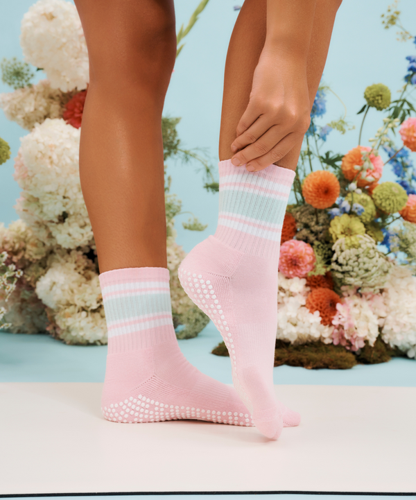 Colorful and Stylish Crew Non Slip Grip Socks for Fitness Enthusiasts