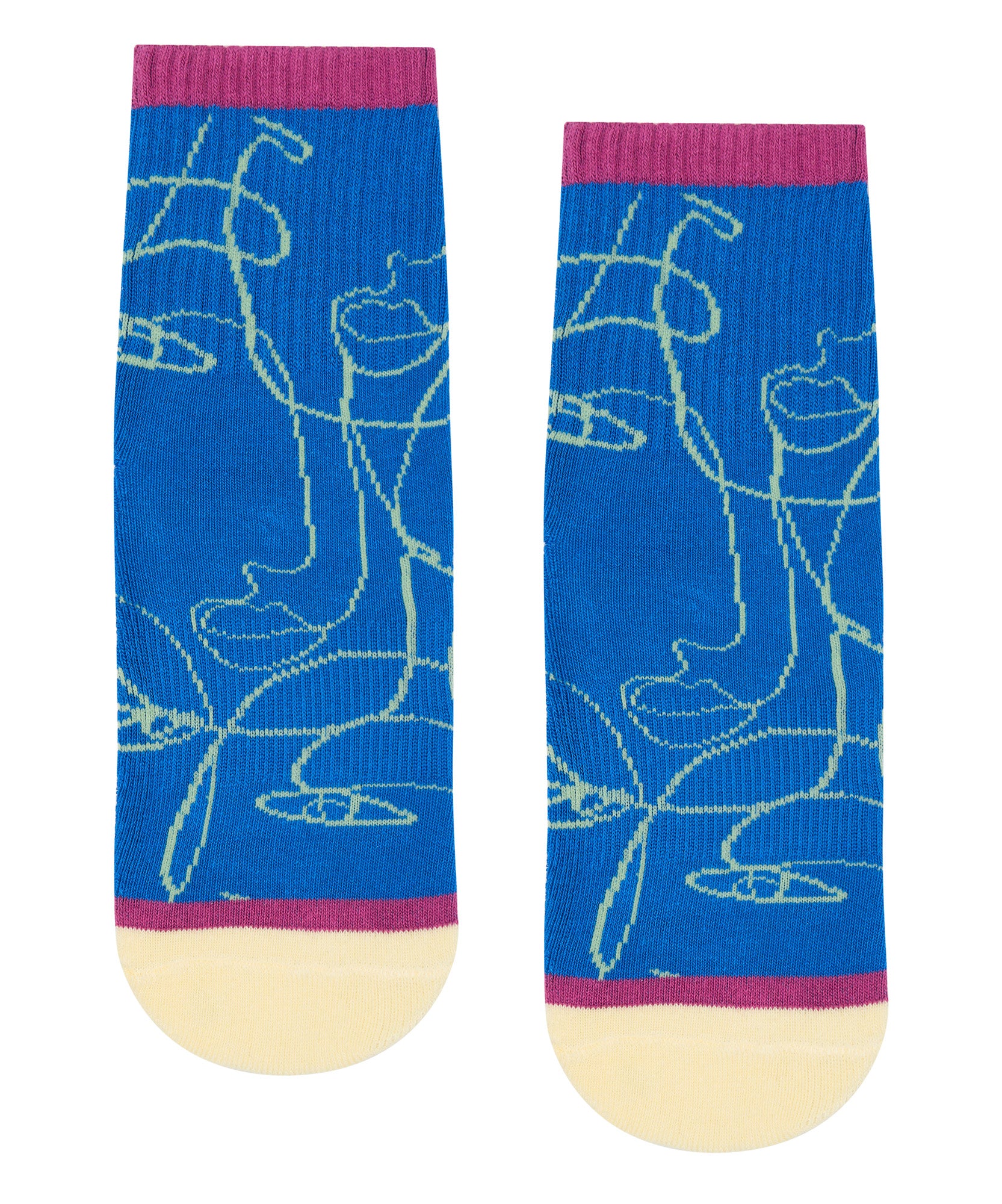 Crew Non Slip Grip Socks - Azure Abstract.