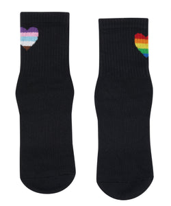 Crew Non Slip Grip Socks - Rainbow Heart
