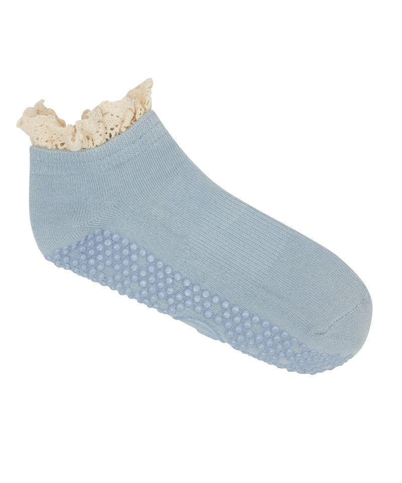 High-quality Classic Low Rise Grip Socks - Boho Ruffle Blue with low rise design for added comfort