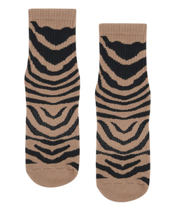 Crew Non Slip Grip Socks - Midnight Zebra