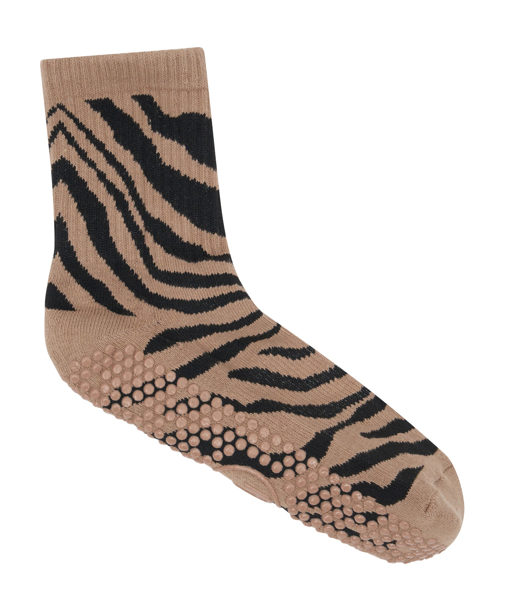 Midnight Zebra Crew Non Slip Grip Socks with anti-slip technology for stability