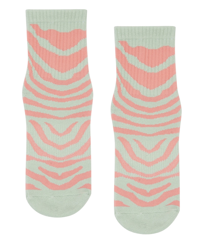 Crew Non Slip Grip Socks - Pastel Zebra