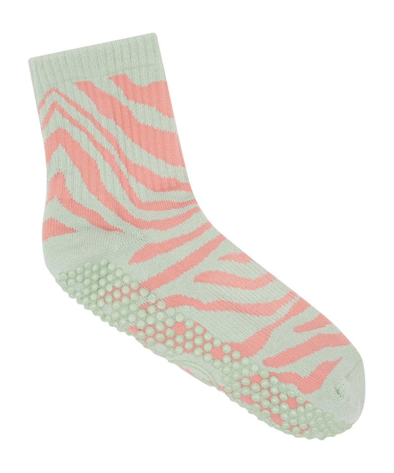 Crew Non Slip Grip Socks - Pastel Zebra